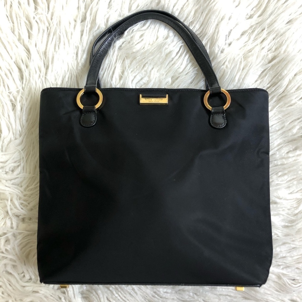 Kate Spade New York Black Nylon Gold Hardware Mini Top Handle Tote Bag EUC OS